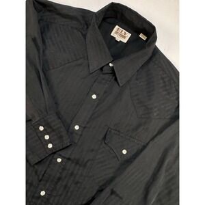 Ely Cattleman Shirt Mens XXL 18.5 Black Pearl Snap Western Cowboy Rodeo Workwear
